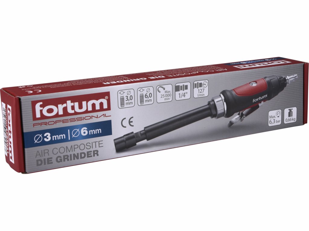 FORTUM pneumatická brúska s otáčkami 25000/min a klieštinami