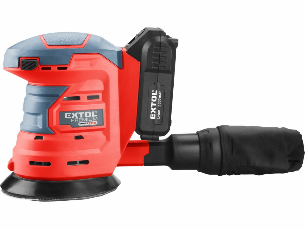 Excentrická brúska aku 20V s 2Ah batériou a priemerom 125 mm