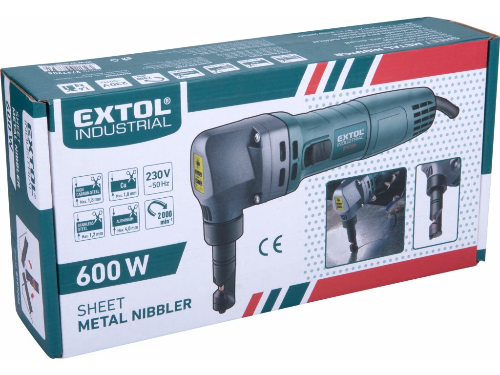 Elektrické nožnice na plech 2,5mm, hliník 4mm – EXTOL INDUSTRIAL
