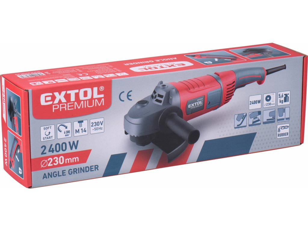 Brúska uhlová Extol Premium 230mm – spoľahlivá vo všetkých polohách