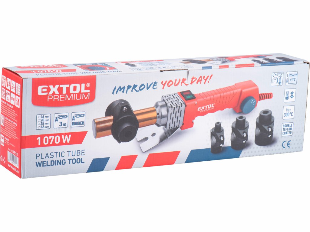 Zváračka polyfúzna EXTOL PREMIUM 1070W – spoľahlivé zváranie plastových rúrok