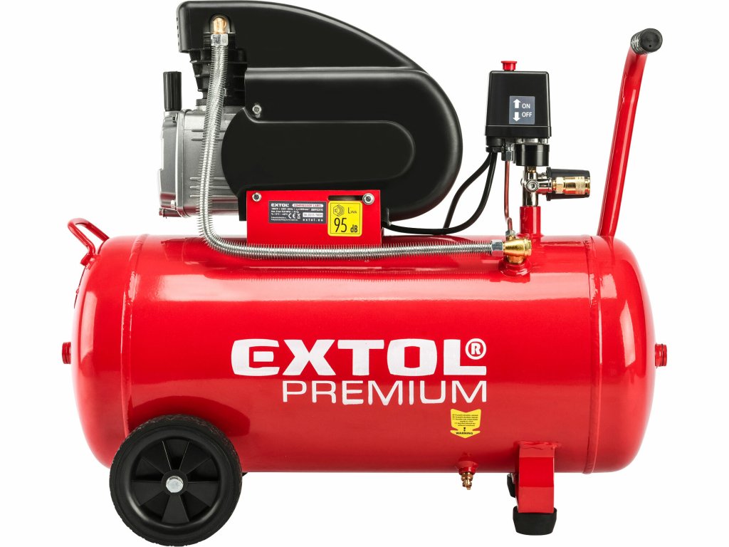 EXTOL PREMIUM olejový kompresor 50l 8bar – pohon pre pneumatické náradie