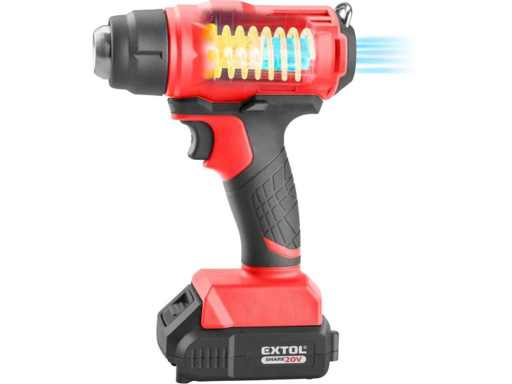 AKU teplovzdušná pištoľ Share20V s rýchlym nábehom a LED osvetlením