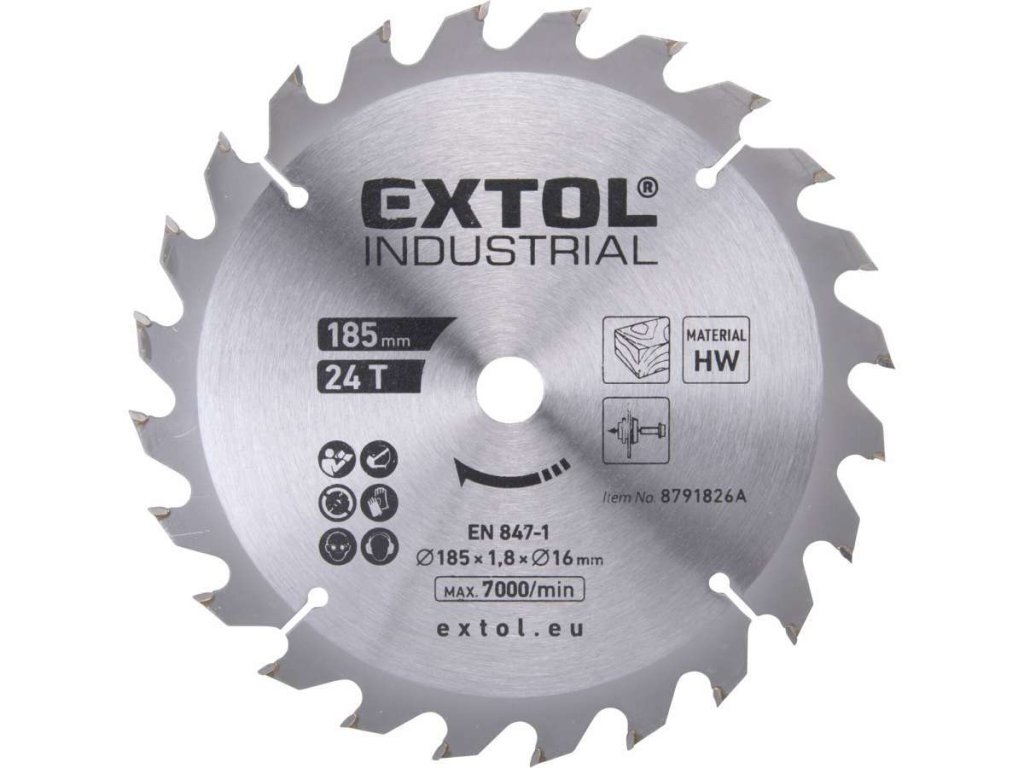EXTOL INDUSTRIAL s priemerom 185 mm si zabezpečíte precízne rezy v dreve či drevotrieske.