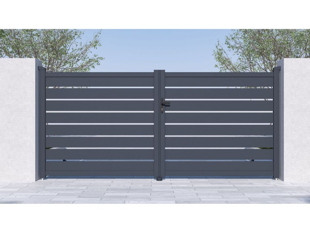 Hliníková brána G21 Reno 350x158 cm - antracitové dvojkrídlové riešenie pre váš vjazd