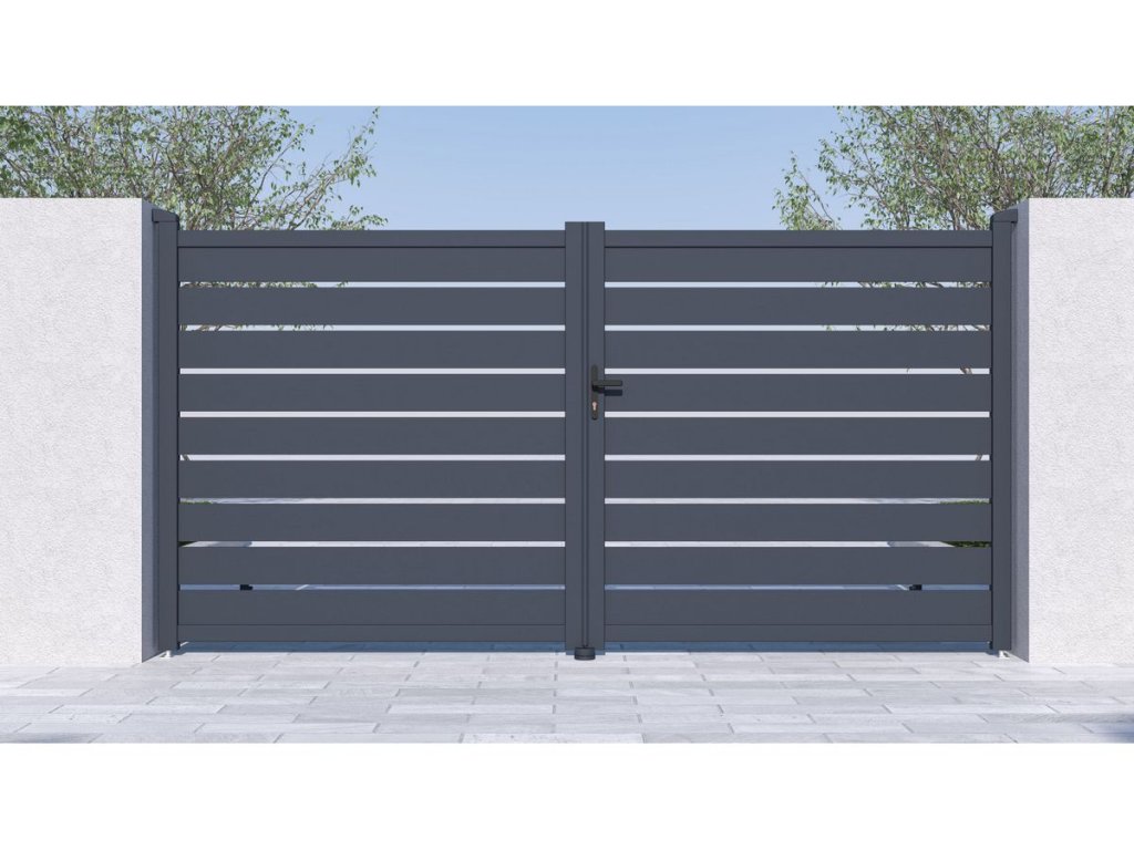 Hliníková brána G21 Reno 350x176 cm - antracitové dvojkrídlové riešenie pre váš vjazd