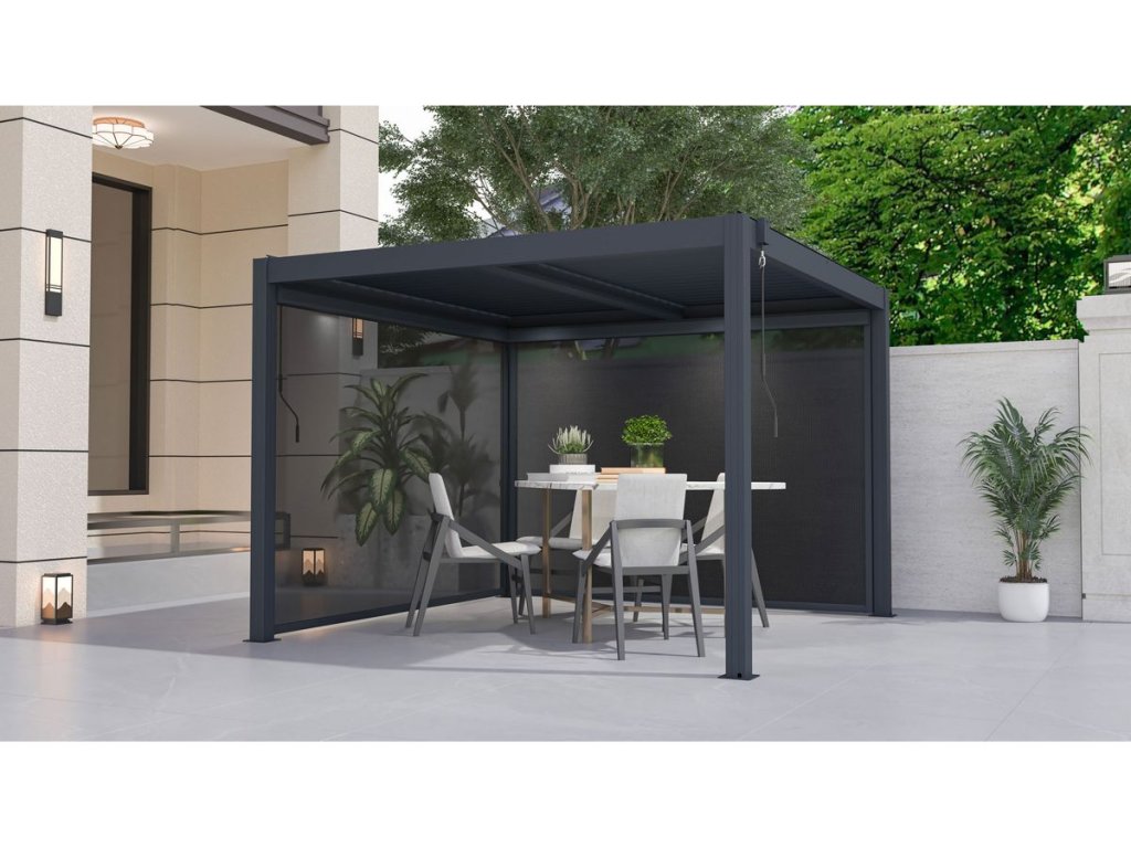 Bioklimatická pergola G21 Austin 3x3 m: Antracitový šperk pre vašu terasu
