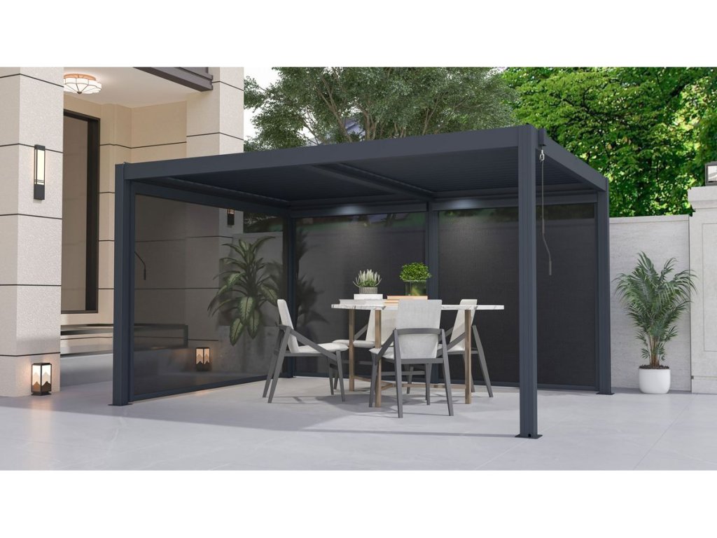 Bioklimatická pergola G21 Austin 4x3 m: Antracitový šperk pre vašu terasu