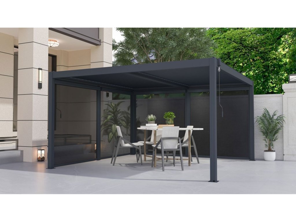 Bioklimatická pergola G21 Austin 4x4 m: Antracitový šperk pre vašu terasu