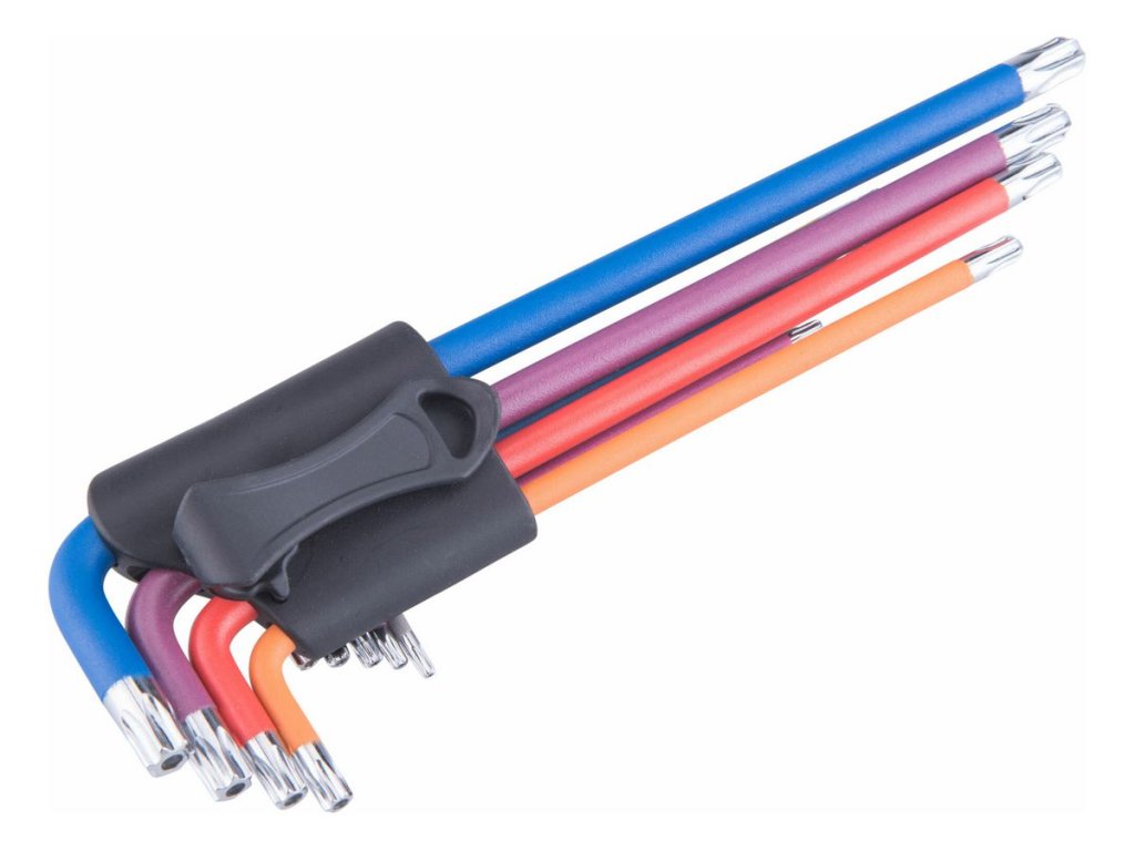 Kľúče Torx farebné predĺžené 9ks T10-T50 S2 - pre presné dotahovanie