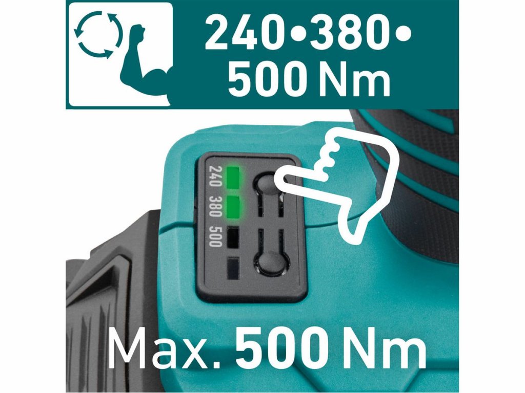  Akumulátorový Rázový Uťahovač 500Nm - Bezuhlíkový Motor Share20V