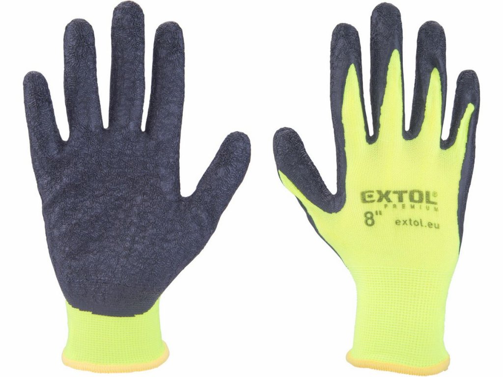 EXTOL PREMIUM rukavice nylonové 13GG polomáčané v latexe – veľkosť 9"