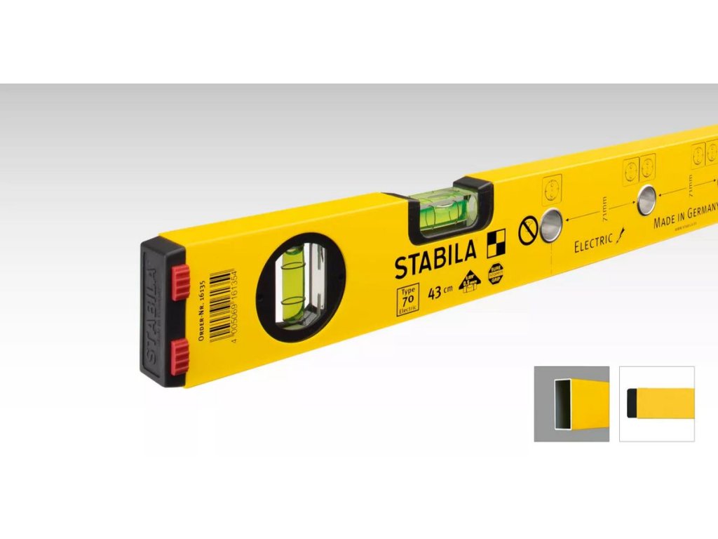 Elektrikárska vodováha STABILA 70 – presnosť ±0,5 mm/m