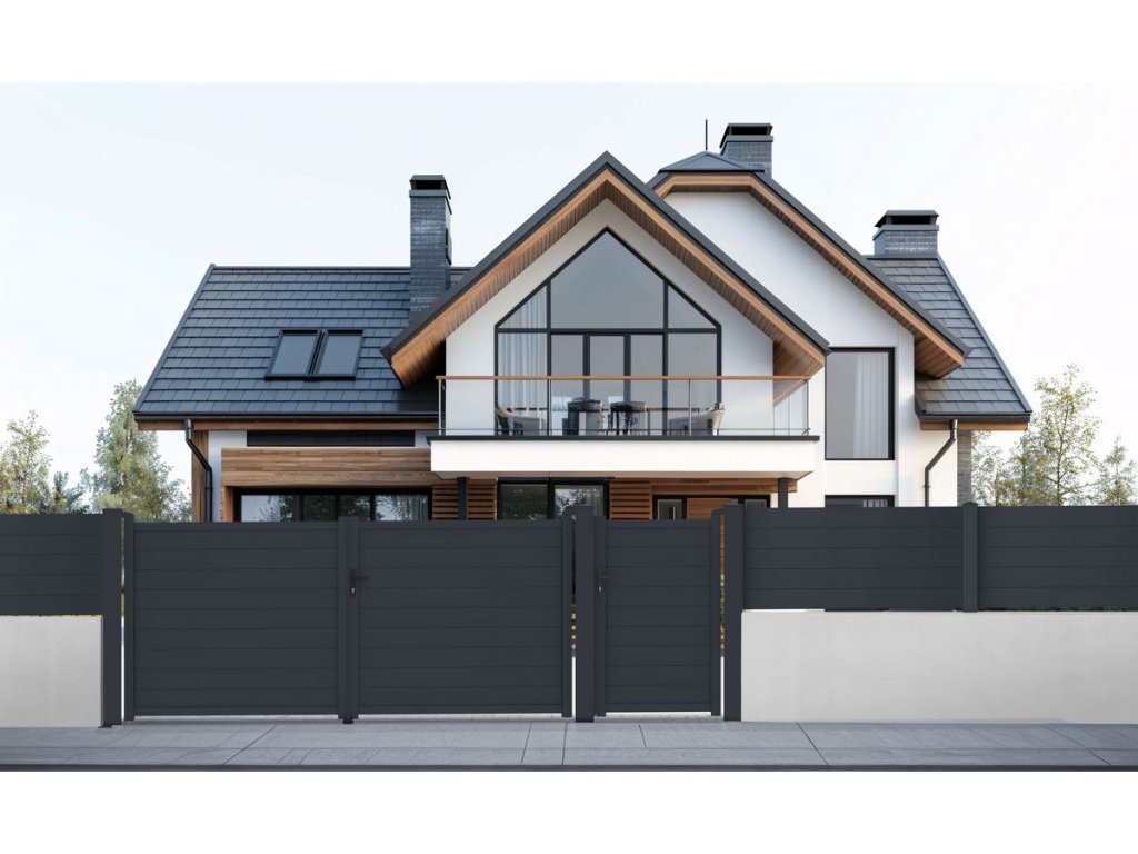  Antracitová hliníková bránka na plot 100x158 cm pravá s FAB zámkom a kľukou