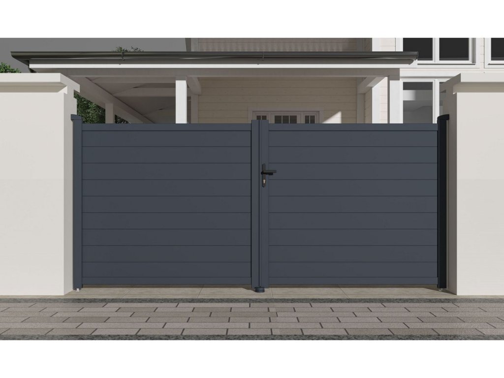 Vjazdová vstupná brána G21 Orlando 350×158 cm dvojkrídlová – antracit pre moderné oplotenie