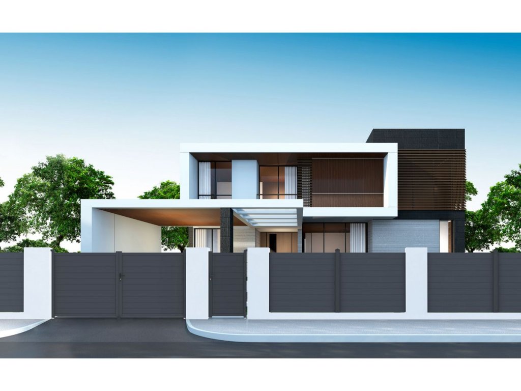 Hliníková dvojkrídlová vjazdová brána v antracite pre rodinné domy