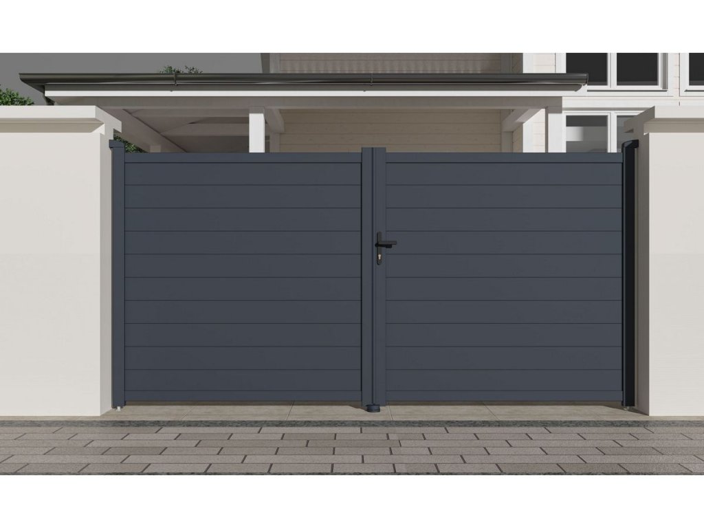 Vjazdová vstupná brána G21 Orlando 350×173 cm dvojkrídlová – antracit pre moderné oplotenie