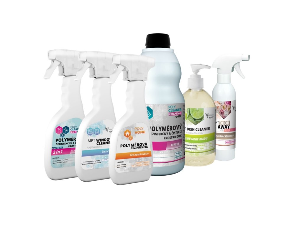 Čistiace a dezinfekčné prípravky sada DOMÁCNOSŤ na povrchy, podlahy aj vzduch