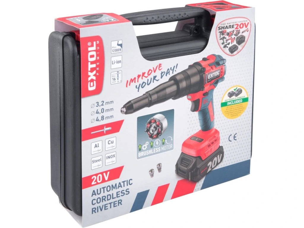 Akumulátorová nitovacia pištoľ Share20V so silou 12000N