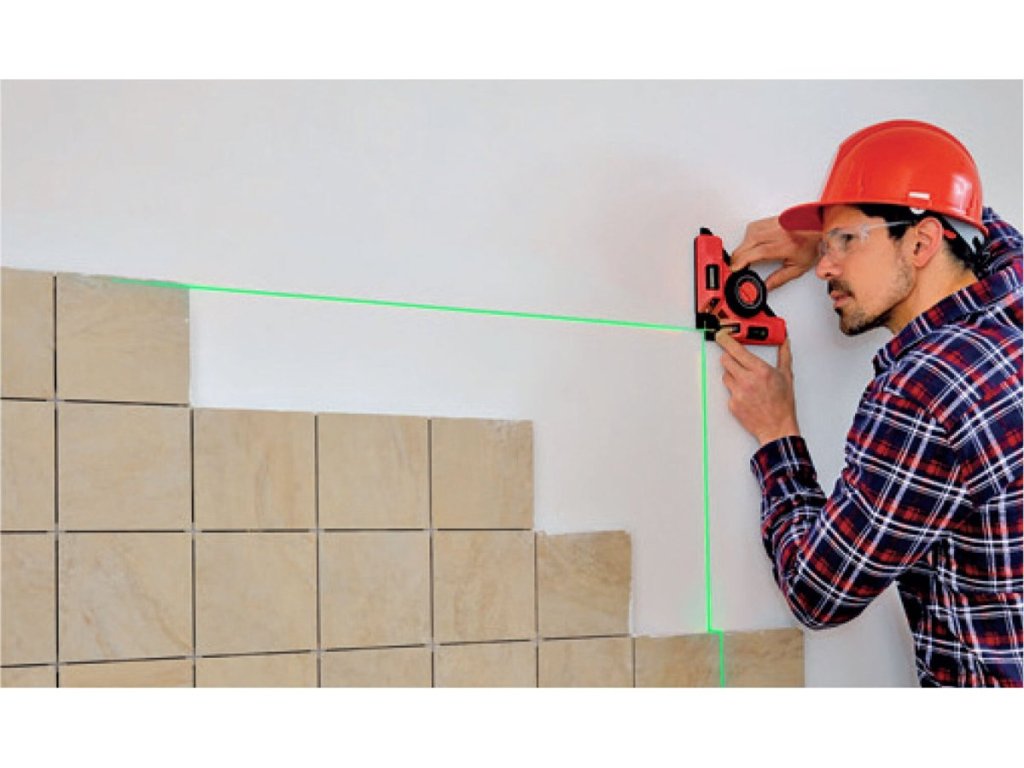 Laserový uholník Extol Premium so zeleným lúčom a prísavkou