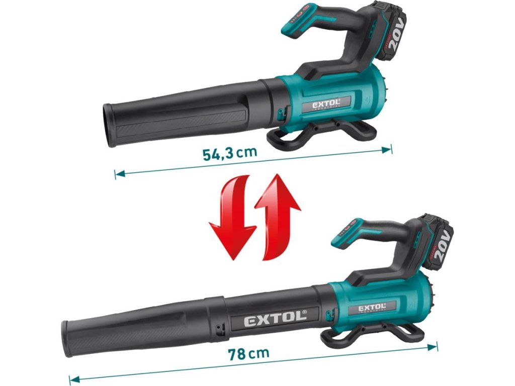Aku fukár na lístie Extol Industrial Share20V – kompletná sada s nabíjačkou a 4Ah aku