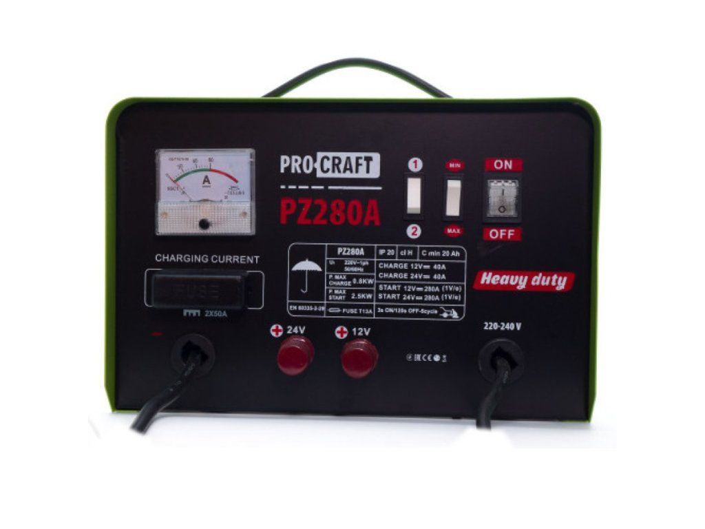 Nabíjačka autobatérií so štartovacím zdrojom Procraft PZ280A 12/24V