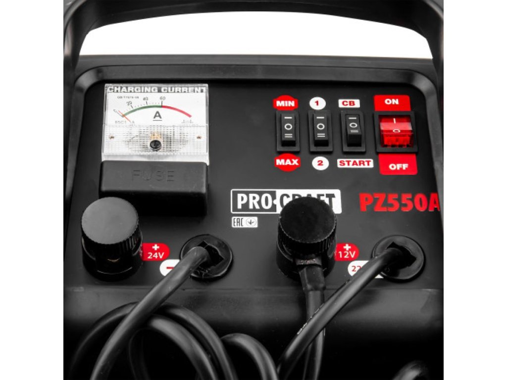 Nabíjačka autobatérií so štartovacím zdrojom Procraft PZ550A 12/24V