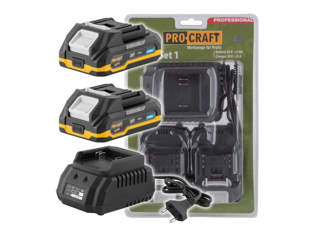 Sada batérií 20V 2Ah a nabíjačka Procraft PBC-Set 1 pre aku náradie