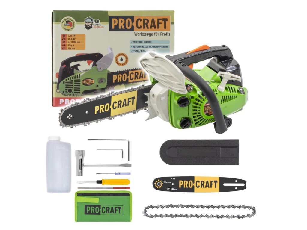 Jednoručná benzínová reťazová píla Procraft K300S do záhrady