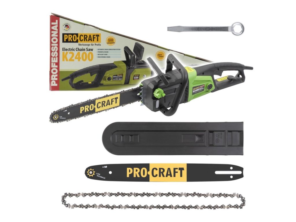 Elektrická reťazová píla Procraft K2400 pre prípravu palivového dreva
