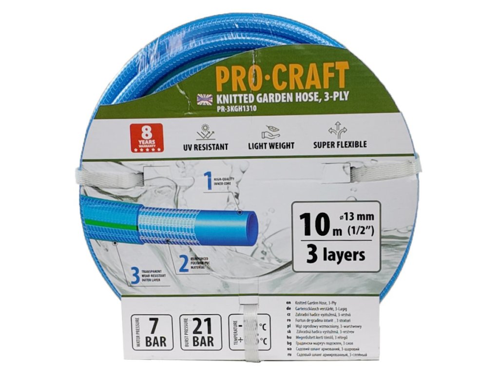 Trojvrstvová záhradná hadica Procraft PR-3KGH1310 s vysokou odolnosťou