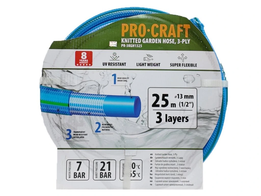 Trojvrstvová záhradná hadica Procraft PR-3KGH1325 s vysokou odolnosťou