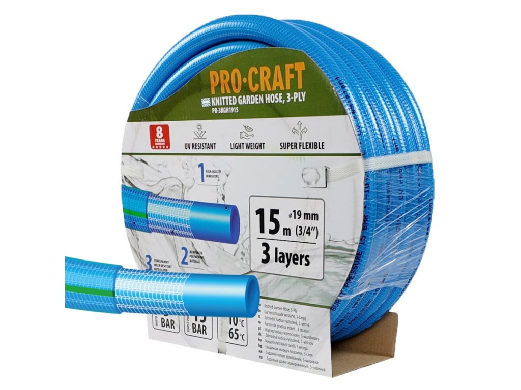 Vystužená hadica na polievanie záhrady s dĺžkou 15 metrov