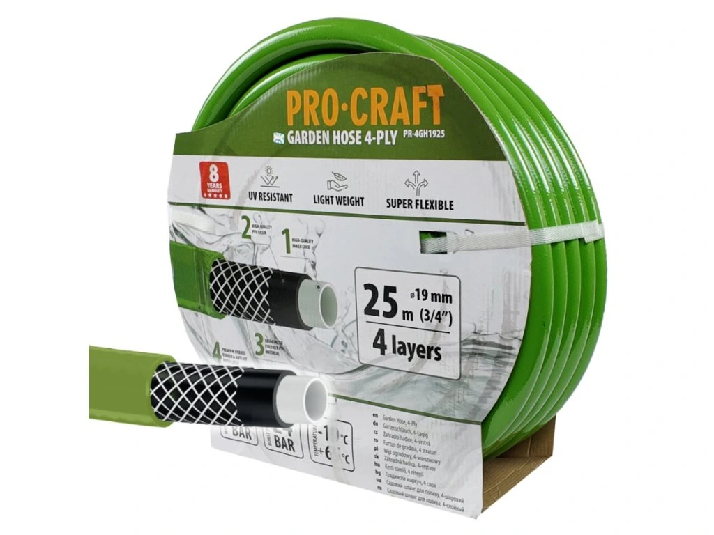 Štvorvrstvová záhradná hadica Procraft PR-4GH1925 s tlakom 24 bar