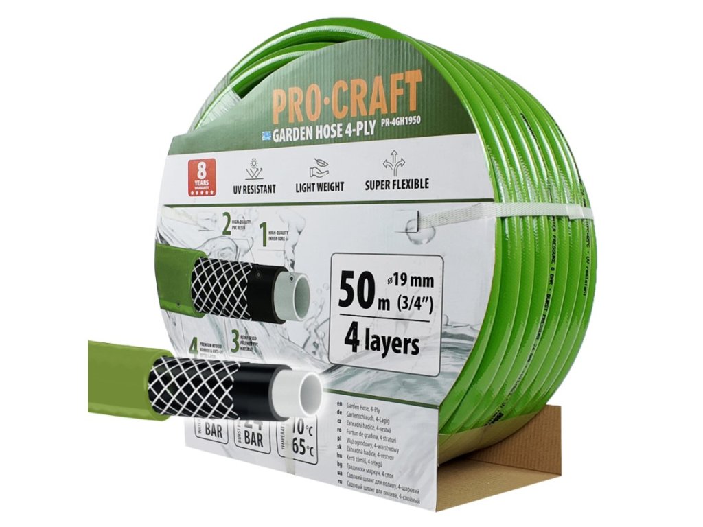 Štvorvrstvová záhradná hadica Procraft PR-4GH1950 s tlakom 24 bar