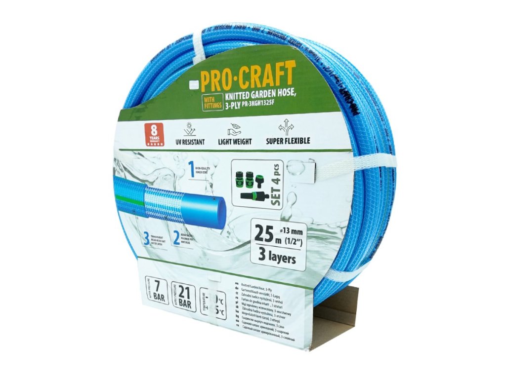 Záhradná hadica Procraft PR-3KGH1325F 1/2" 25 m s príslušenstvom