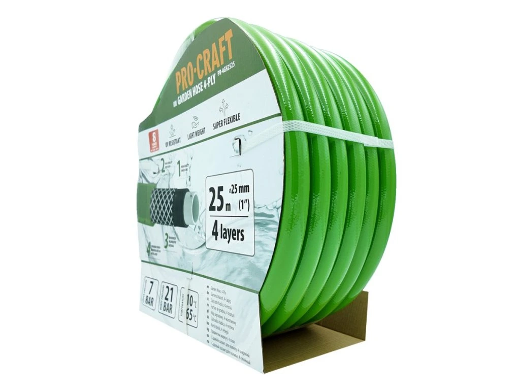 Záhradná hadica Procraft PR-4GH2525 1" 25 m | Štvorvrstvová ochrana