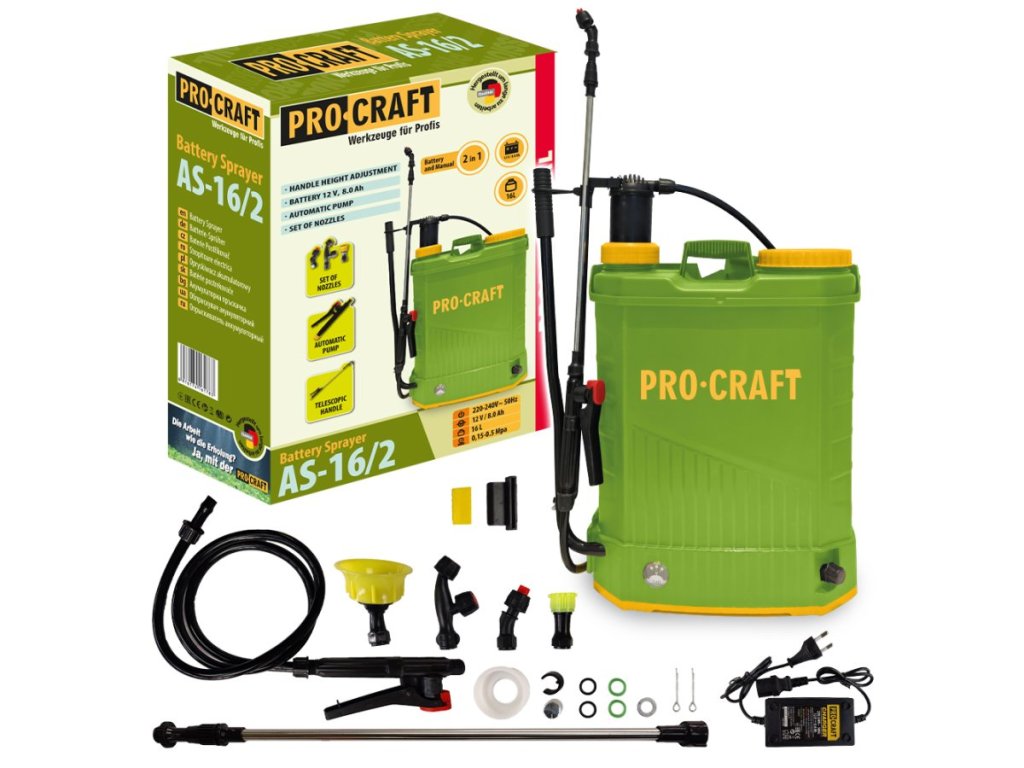 Batériový postrekovač Procraft AS-16 na ochranu rastlín a dezinfekciu