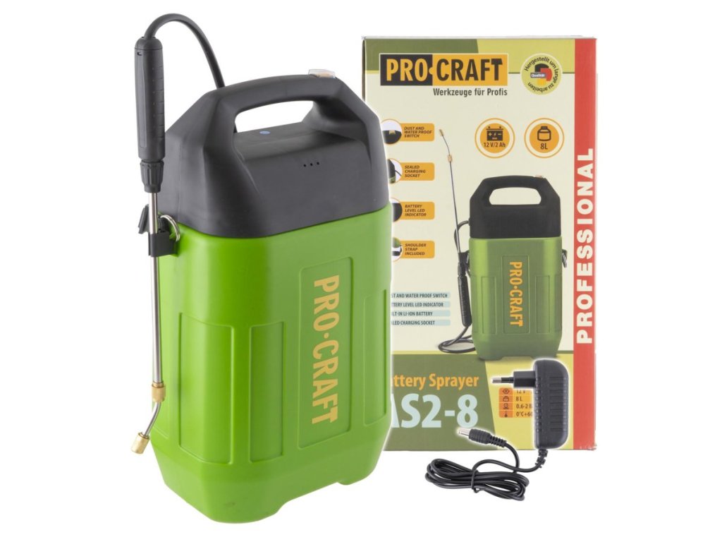 Aku postrekovač Procraft AS2-8 8l s teleskopickou tryskou 4m