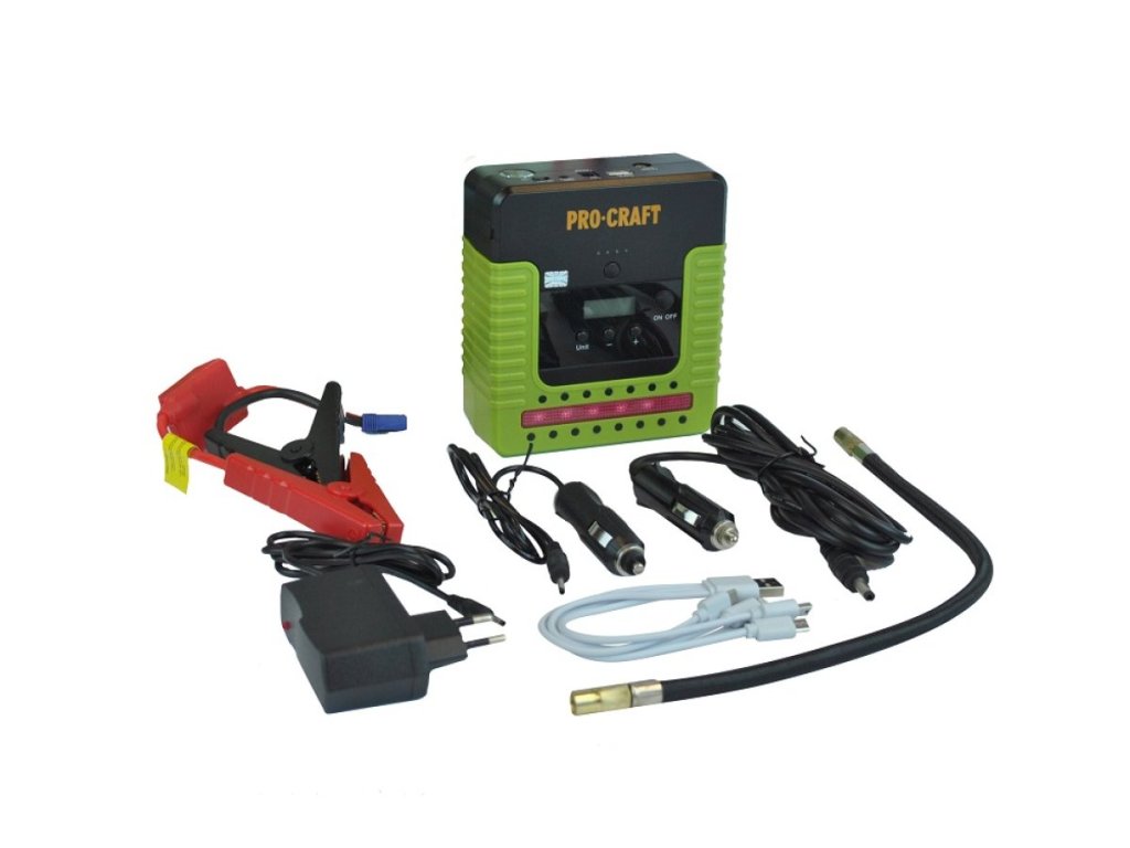 Externý zdroj na štartovanie motora a hustenie pneumatík