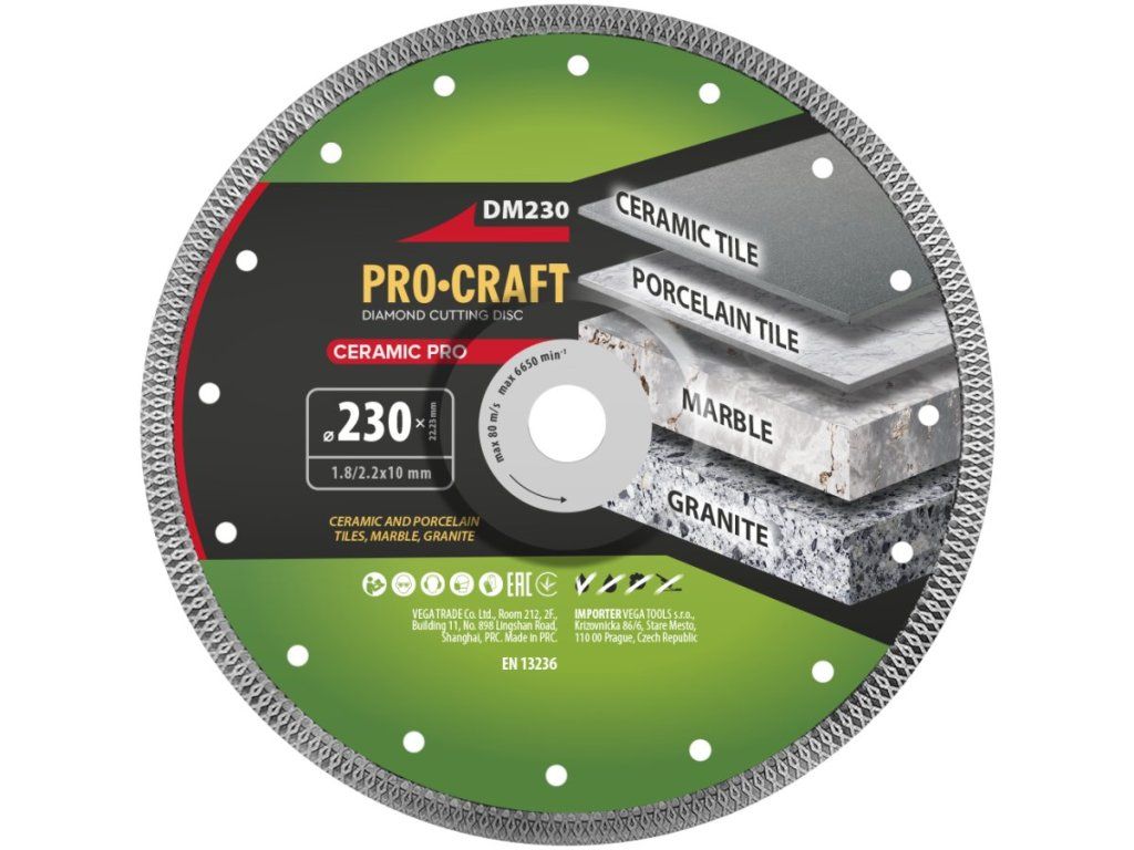 Diamantový rezný kotúč Ceramic PRO Procraft DM230 na čistý rez