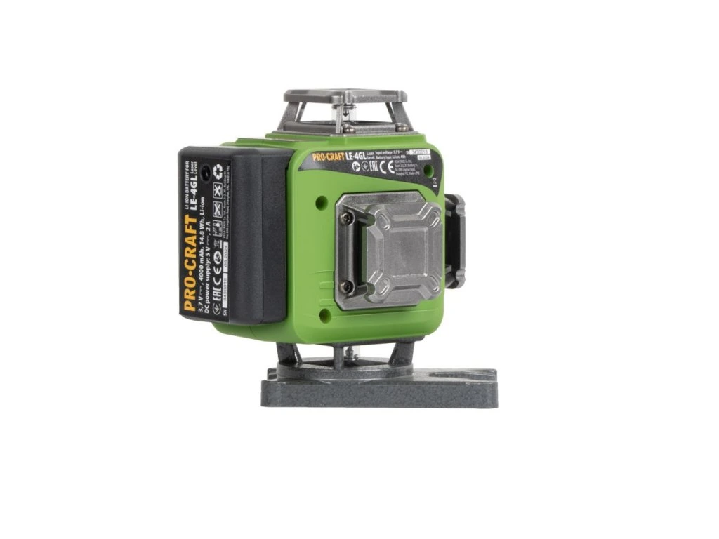 Krížový laser PROCRAFT LE-4GL, 360°, 16 zelených lúčov, presnosť ±0,15 mm/m, 40 m, 4 Ah Li-ion, puzdro