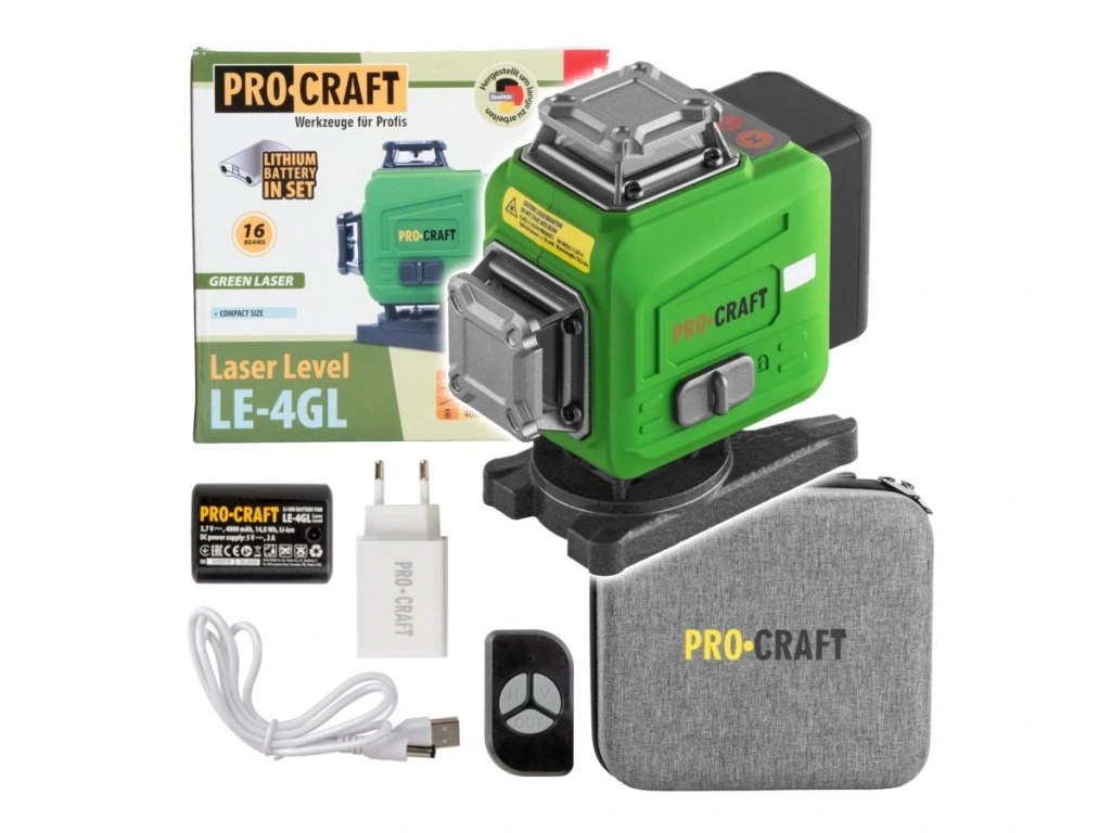 Krížový laser PROCRAFT LE-4GL pre presné nivelácie