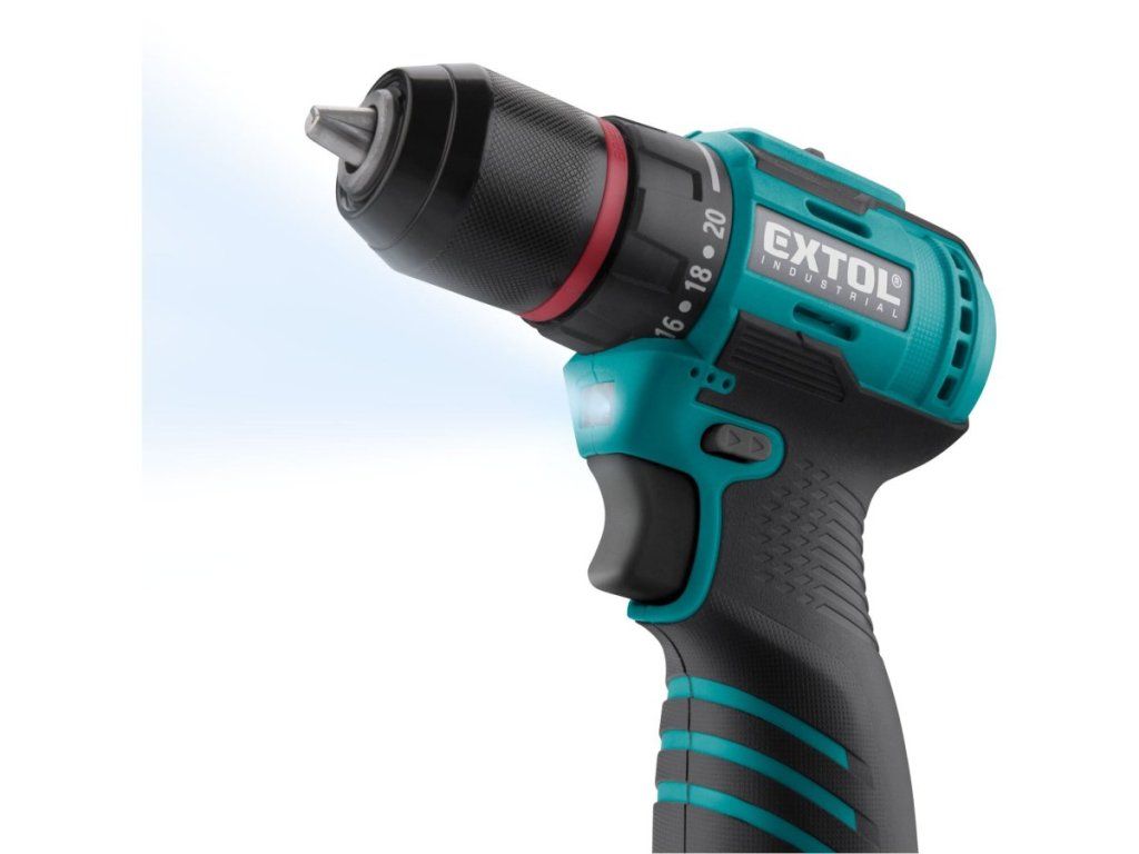 Bezuhlíková akumulátorová vŕtačka EXTOL INDUSTRIAL 16 V pre náročné skrutkovanie
