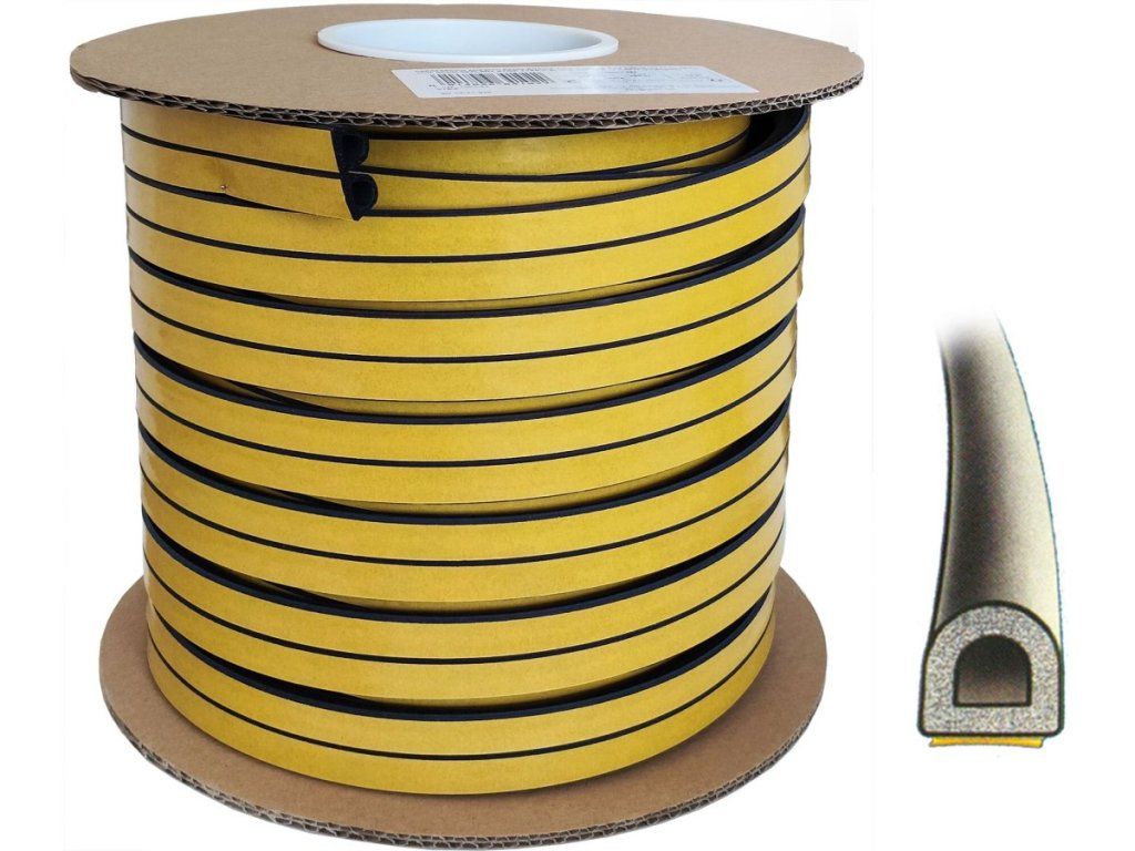 Samolepiace tesnenie profil D čierne na dvere a okná