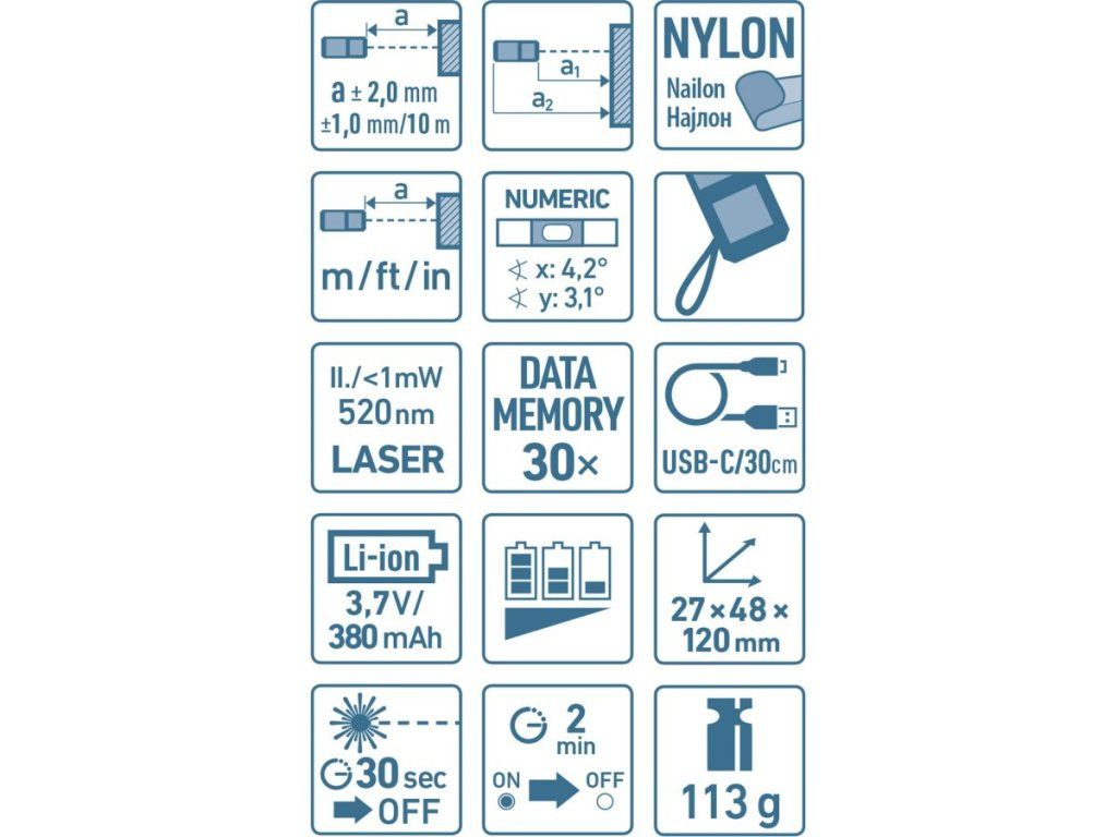 Presný laserový merač vzdialenosti do 70m pre prácu na priamom slnku
