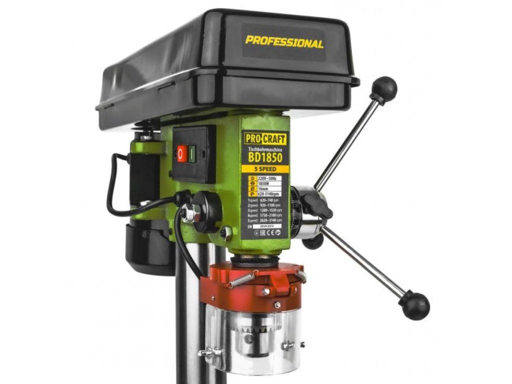 Stĺpová vŕtačka Procraft BD1850 s 5 rýchlosťami a 450 W motorom
