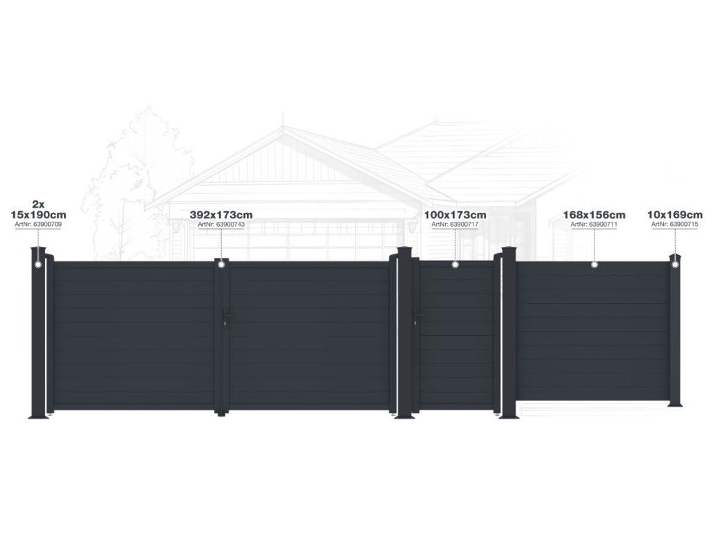 Vjazdová vstupná brána G21 Orlando 392×173 cm – dvojkrídlová hliníková brána s prípravou na automatiku