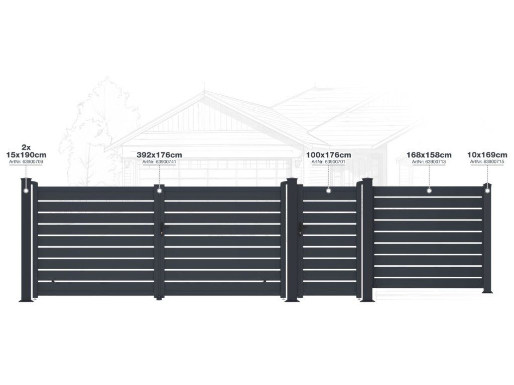 Moderne riešený vjazd s antracitovou dvojkrídlovou bránou pre rodinné domy