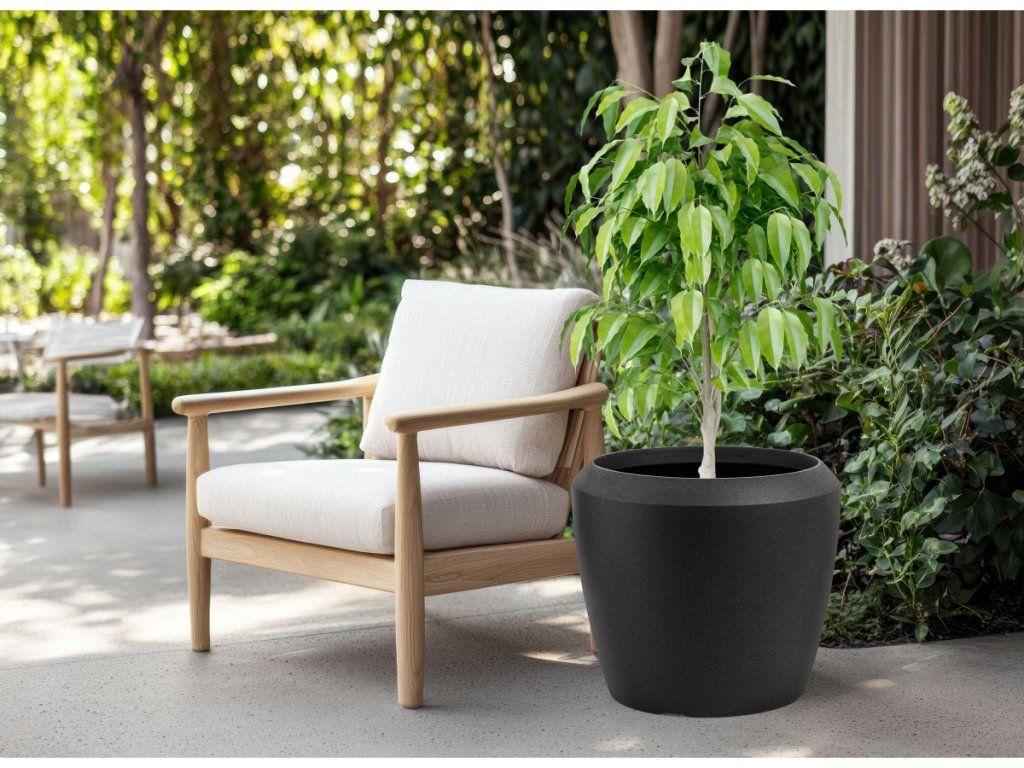 Mrazuvzdorný kvetináč G21 Coal Round s UV ochranou